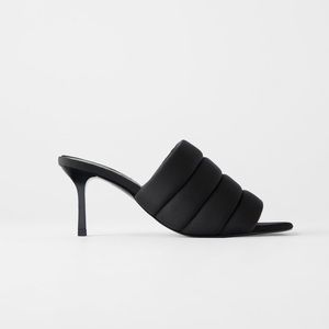 NWT. Zara Black High Heel Sandals mules. Size 6.5 37